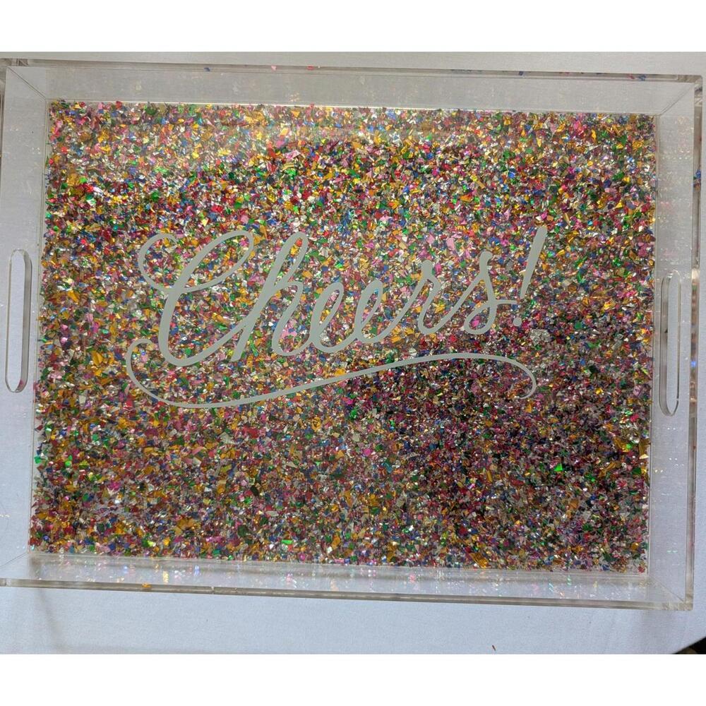 Bar Glitter Lot Of 2 Baublebar 4 Glitter Coasters NIB and Pier One Glitter Tray - Picture 2 of 9
